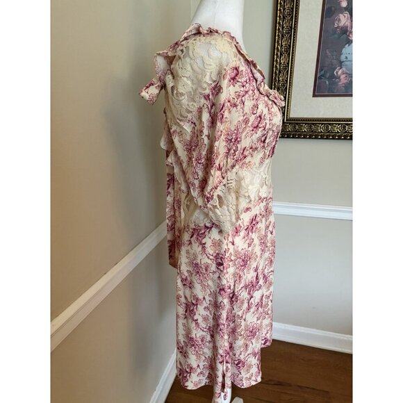 NWOT Free People Womens Size 6 Lucie Mini Dress Pink Floral Open Back Lace Trim - Picture 3 of 8